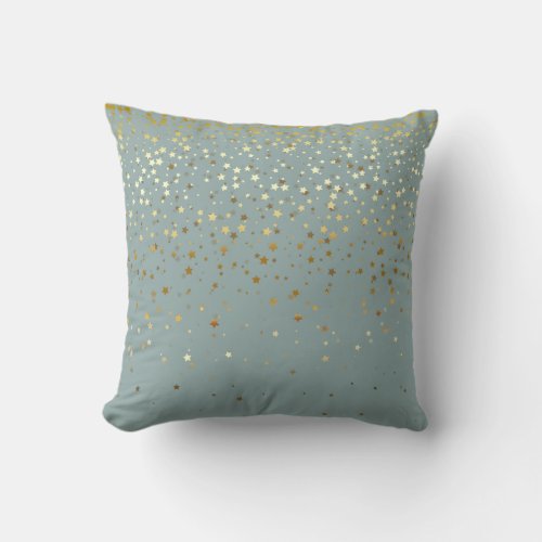 Indoor Petite Golden Stars Square Pillow_Seafoam Throw Pillow