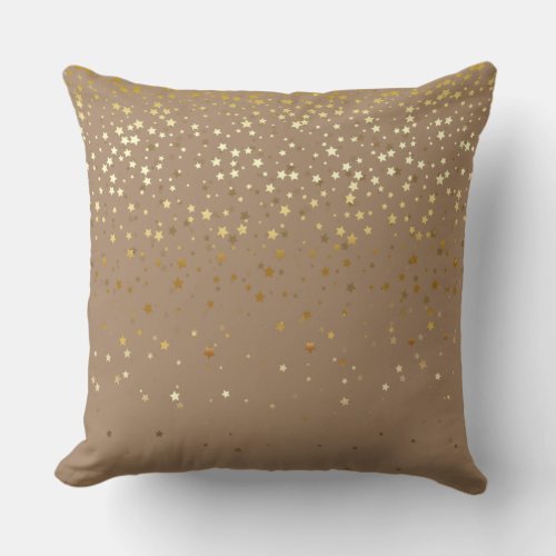 Indoor Petite Golden Stars Square Pillow_Tan Throw Pillow