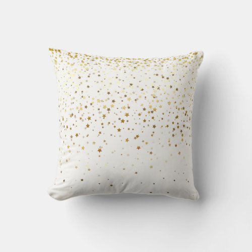 Indoor Petite Golden Stars Square Pillow_White Throw Pillow