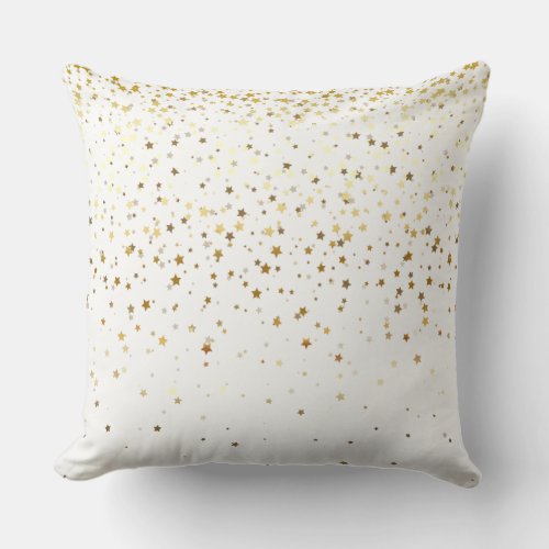 Indoor Petite Golden Stars Square Pillow_White Throw Pillow