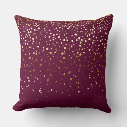 Indoor Petite Golden Stars Square Pillow_Wine Throw Pillow