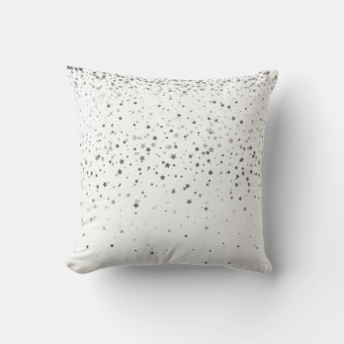 Indoor Petite Silver Stars Square Pillow_White Throw Pillow