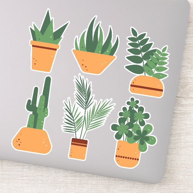 Indoor plants in pots. Botanical set of Sticker (Detail)