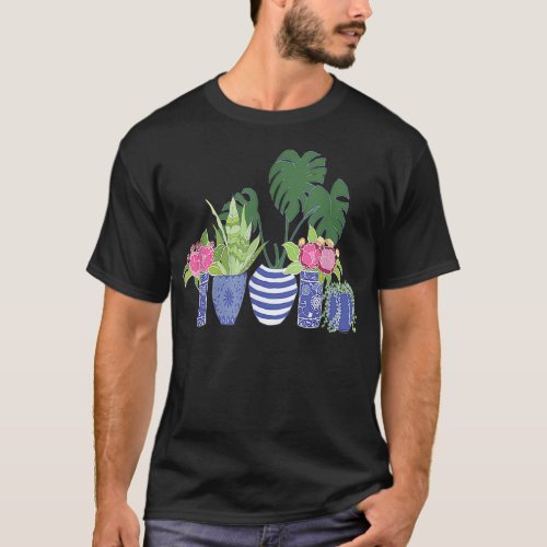 Indoor Plants Monstera Snake Plant Chinoiserie Pot T_Shirt