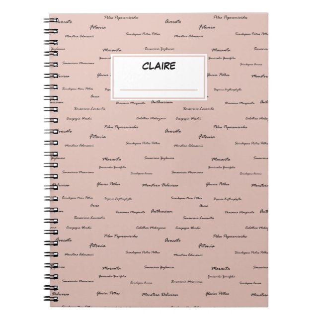 Indoor plants names pattern. Personalized name Notebook (Front)