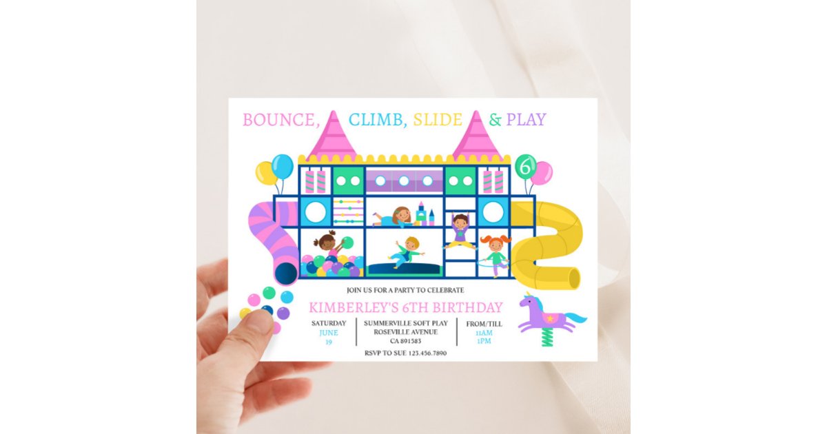 Indoor Playground Birthday Party Invitation | Zazzle