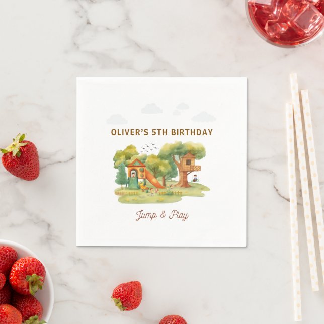 Indoor playground birthday party napkins (Insitu)