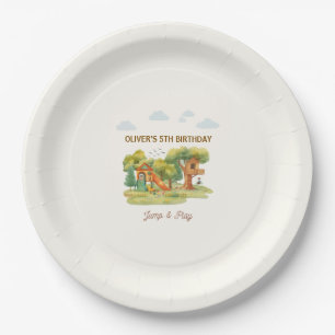 Indoor playground birthday party paper plates