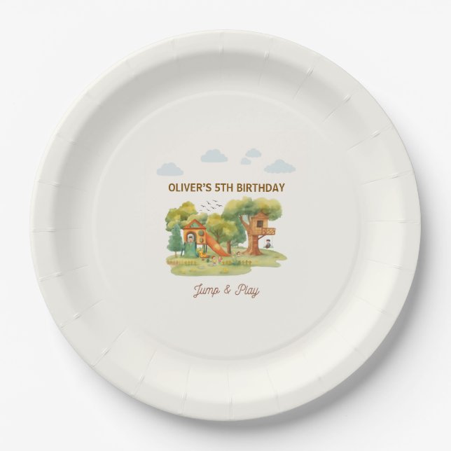 Indoor playground birthday party paper plates (Front)