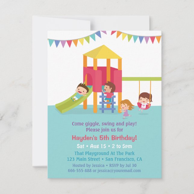 Indoor Playground Kids Birthday Party Invitations (Front)