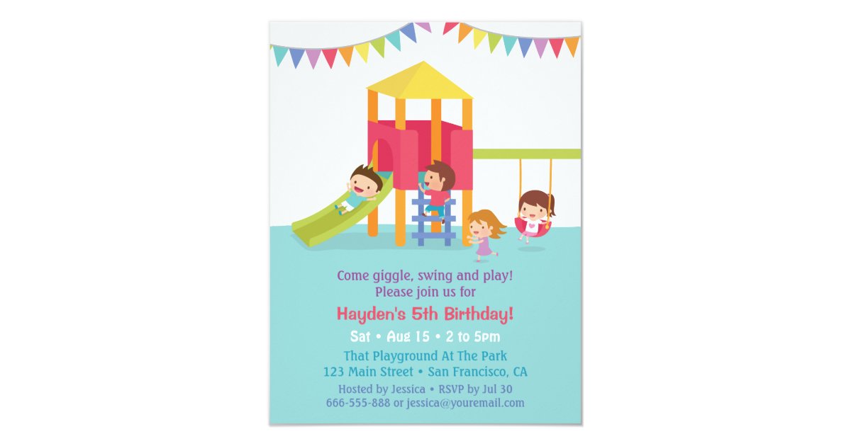 Indoor Playground Kids Birthday Party Invitations Zazzle Com