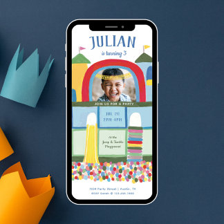 Indoor Playground Kids Birthday Party Photo Invita Invitation