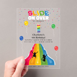 Indoor Slide Park Kids Playground Birthday Party Acrylic Invitations