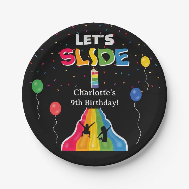 Indoor Slide Park Kids Playground Birthday Party Paper Plates (Front)