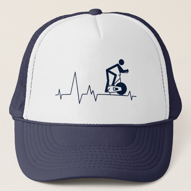 Indoor Spinning Cycle Heartbeat Bikers Trucker Hat (Front)