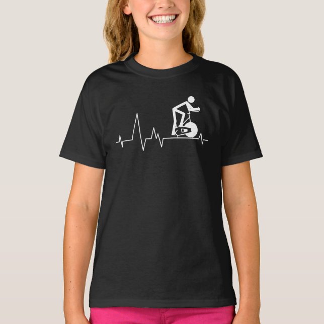 Indoor Spinning Cycle Heartbeat Cute Bikers T-Shirt (Front)