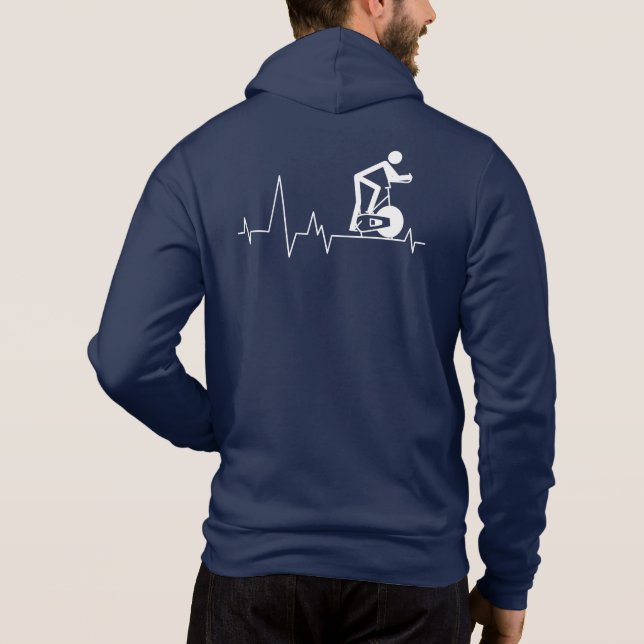 Indoor Spinning Cycle Heartbeat Personalized Dad Hoodie (Back)