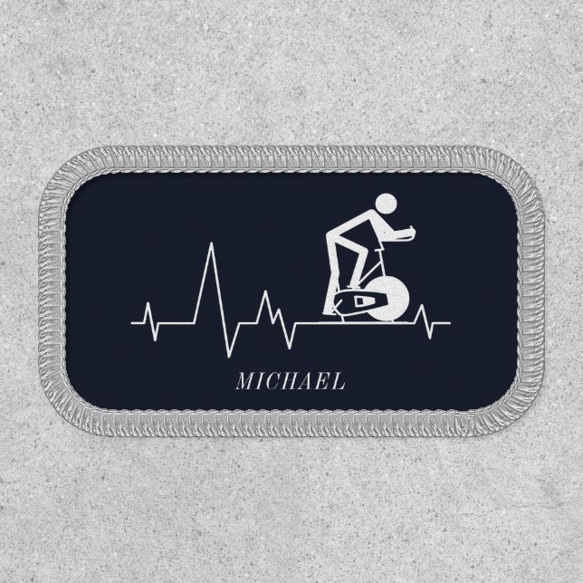 Indoor Spinning Cycle Heartbeat Personalized Navy Patch (Front)