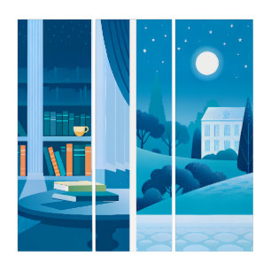 Indoor Stillness and Outdoor Night Scene Contrast Triptych