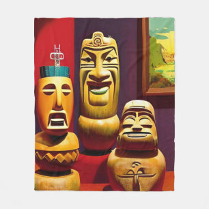 Indoor Tiki Life Ken Gage Art Fleece Blanket