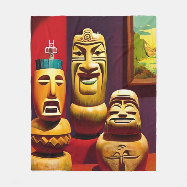 Indoor Tiki Life Ken Gage Art Fleece Blanket (Front)