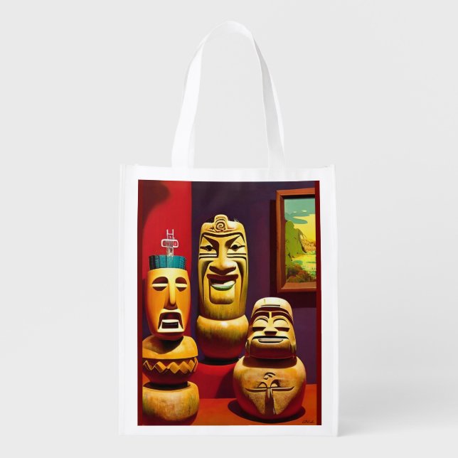 Indoor Tiki Life Ken Gage Art Grocery Bag (Front)