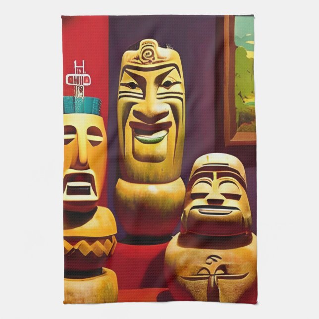 Indoor Tiki Life Ken Gage Art Kitchen Towel (Vertical)