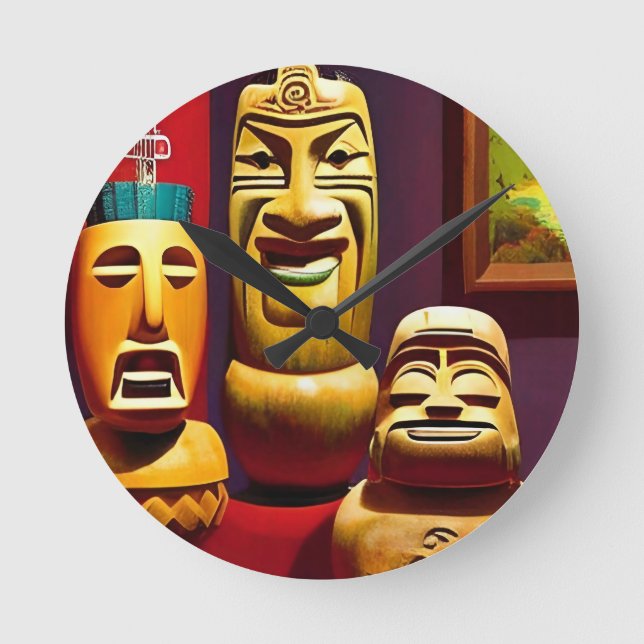 Indoor Tiki Life Ken Gage Art Round Clock (Front)