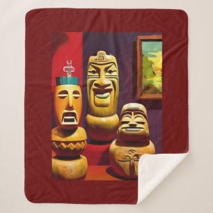 Indoor Tiki Life Ken Gage Art Sherpa Blanket