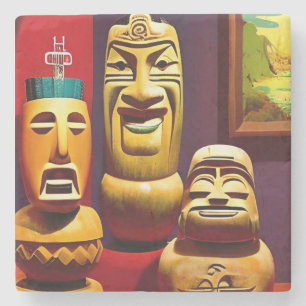 Indoor Tiki Life Ken Gage Art Stone Coaster