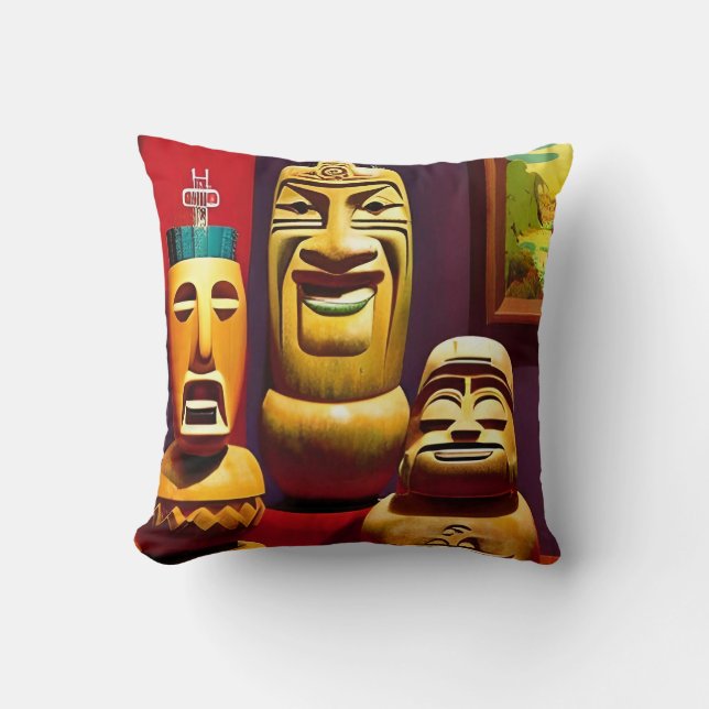 Indoor Tiki Life Ken Gage Art Throw Pillow (Front)