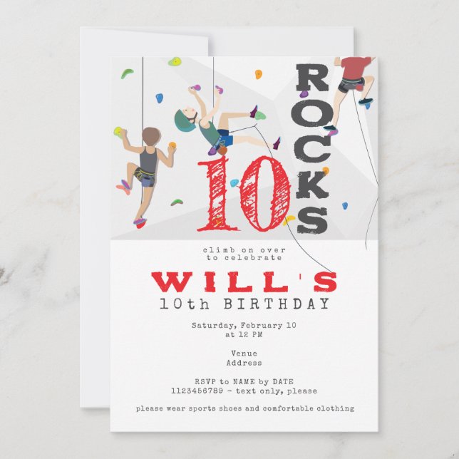 Indoor Wall Climbing Teen Tween Any Age Birthday Invitation (Front)
