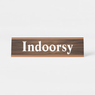 Indoorsy Funny Retro Wood Grain Paneling Quote Desk Name Plate