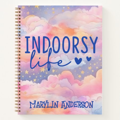 INDOORSY LIFE INTROVERTED  PASTEL SKY CUSTOM NAME NOTEBOOK