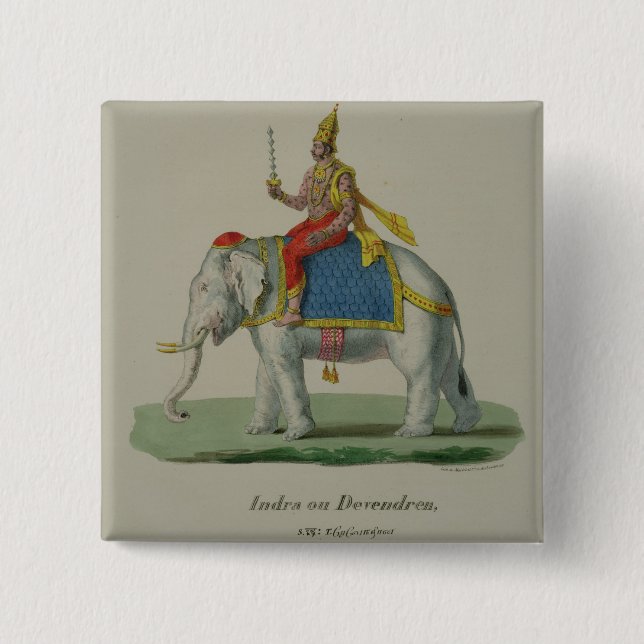 Indra, engraved by Marlet et Cie (colour litho) Pinback Button (Front)