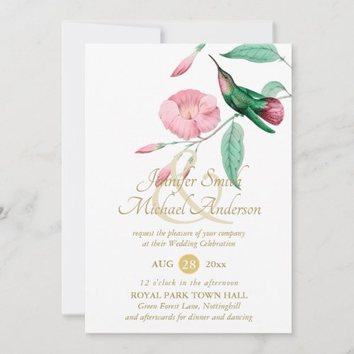 Indulgent Mint Pink Hummingbird Floral Vine Flower