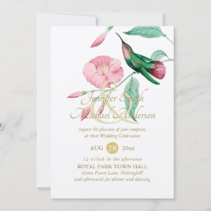 Indulgent Mint Pink Hummingbird Floral Vine Flower