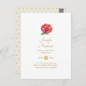 Indulgent Red Rose Watercolor Gold Bridal Shower Postcard (Front/Back)