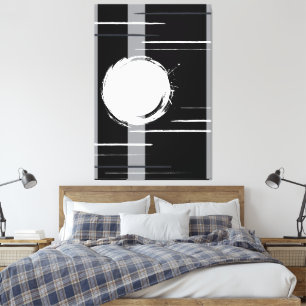 Industrial abstract art black white gray canvas print