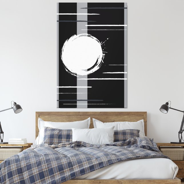 Industrial abstract art black white gray canvas print (Insitu(Bedroom))