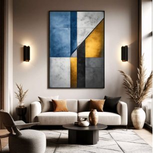 Industrial Abstract Geometric Block Poster