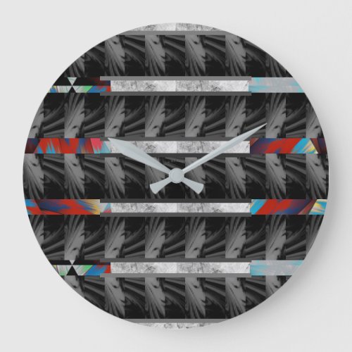 Industrial Abstract Red Blue Black Marble Large Clock