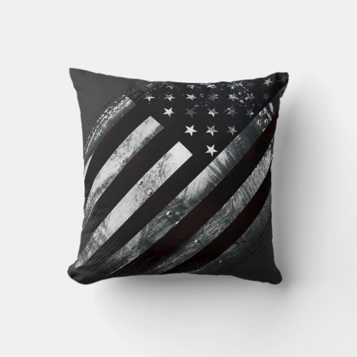 Industrial American Flag Throw Pillow