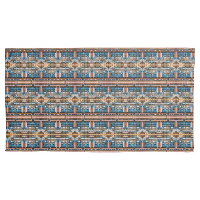Industrial architecture blue rust small pattern pillow case (Front)