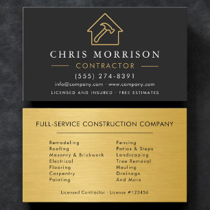 Industrial Black & Gold Building Construction  Business Card