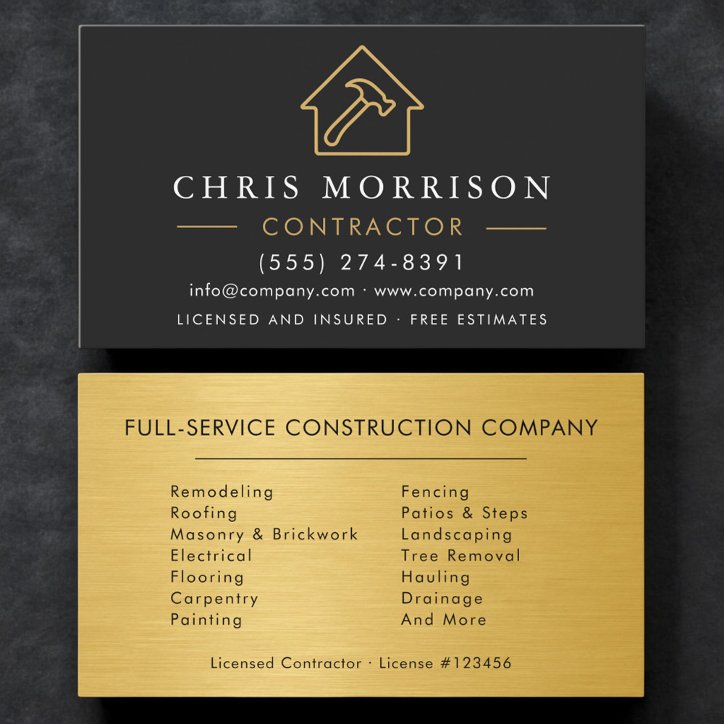 Industrial Black Gold Building Construction Business Card