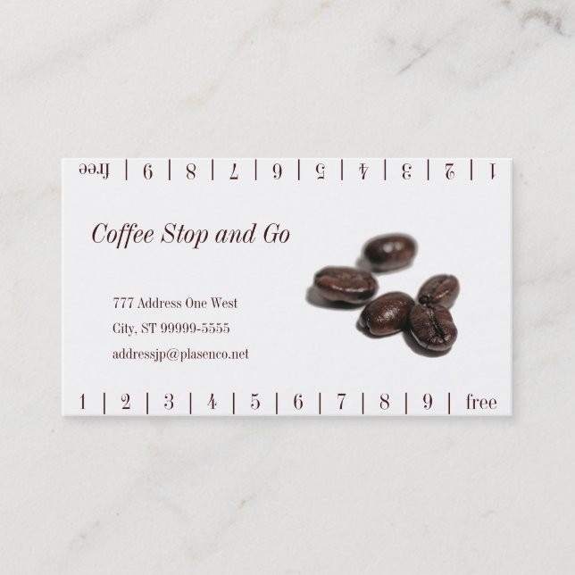 Industrial Block Print Coffee Bean Graphic Loyalty Card (Front)