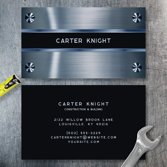Industrial Blue Metal Riveted  Business Card (Creator Uploaded)