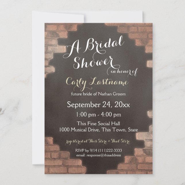 Industrial Brick and Slate Bridal Shower Invitation (Front)