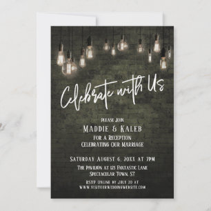 Industrial Brick Edison Lights Celebrate with Us Invitation